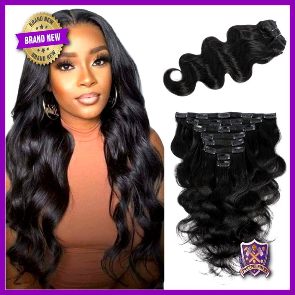 Body Wave Clip In Hair Extensions 18 Inch Glueless Remy Human Hair